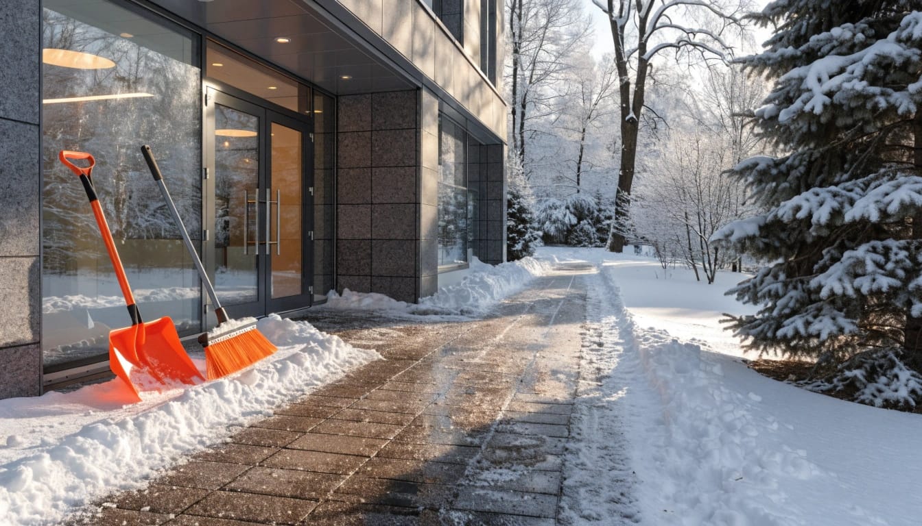 Handräumung am Hauseingang