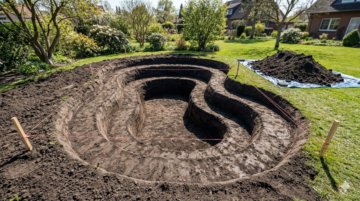 Teichgrube nach dem Aushub