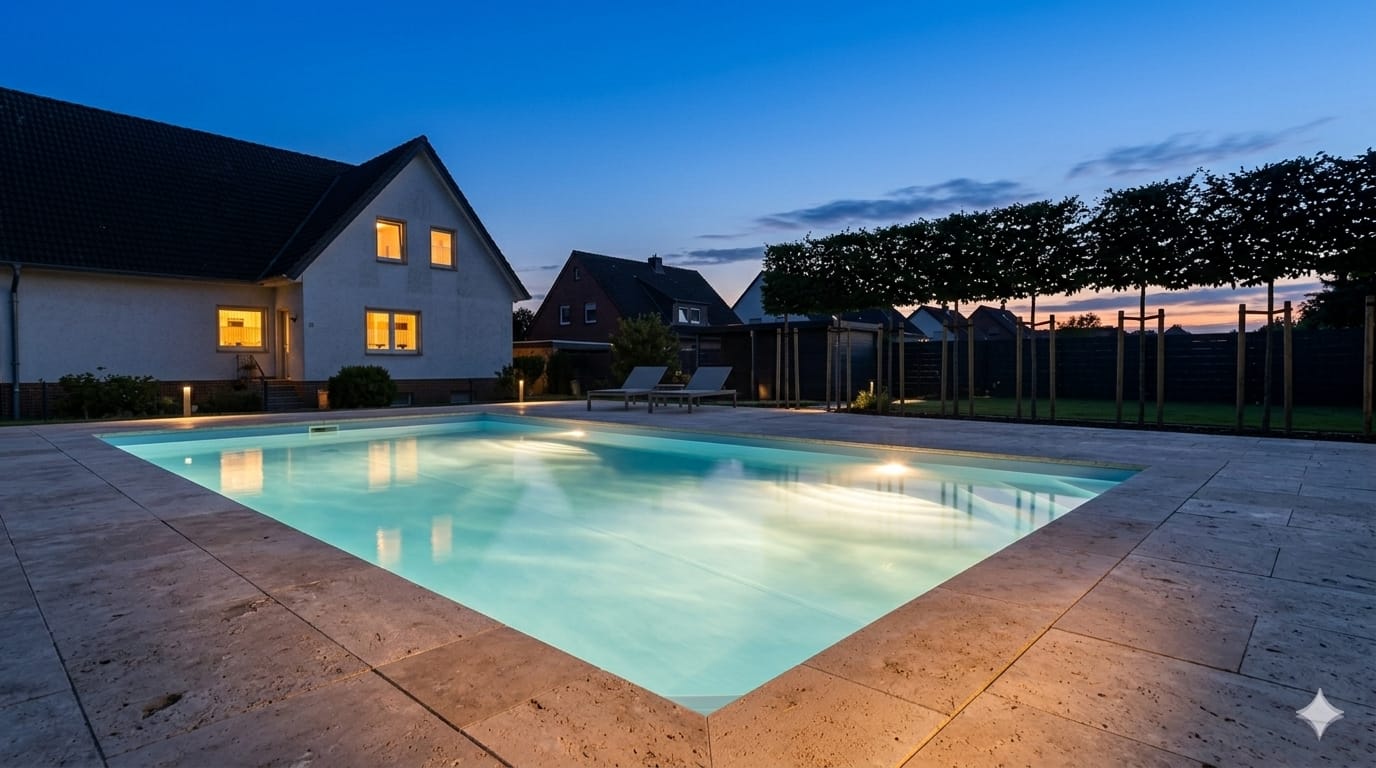 Pool bei Dämmerung